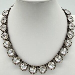 J.Crew Crystal Statement Necklace Antiqued Gold Tone Rhinestone Collar